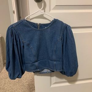 7’s denim crop blouse